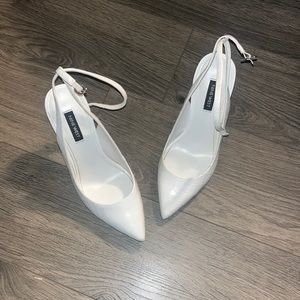 White sling back heels